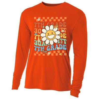 Retro Groovy 7Th Grade Back To School Happy First Day School Cool Gift Cooling Performance Long Sleeve Crew