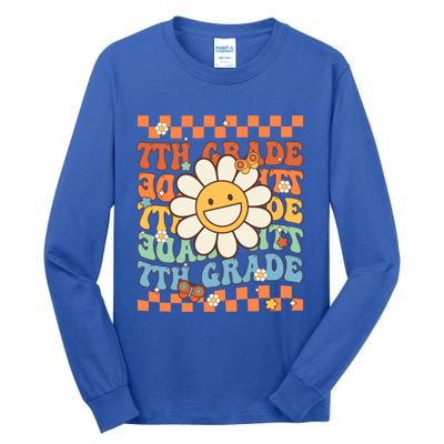 Retro Groovy 7Th Grade Back To School Happy First Day School Cool Gift Tall Long Sleeve T-Shirt