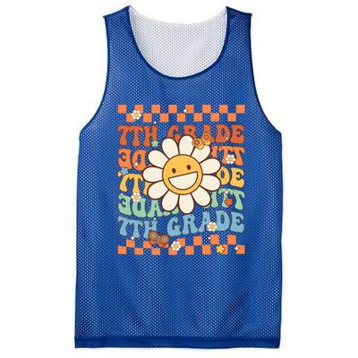 Retro Groovy 7Th Grade Back To School Happy First Day School Cool Gift Mesh Reversible Basketball Jersey Tank