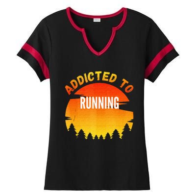 Running Gift Addicted To Running Ladies Halftime Notch Neck Tee