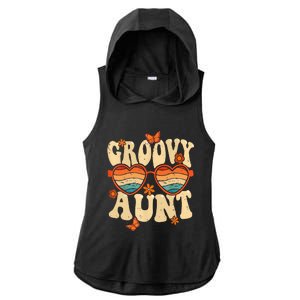 Retro Groovy Aunt 70s Aesthetic 1970's Mother's Day Ladies PosiCharge Tri-Blend Wicking Draft Hoodie Tank