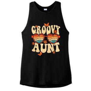 Retro Groovy Aunt 70s Aesthetic 1970's Mother's Day Ladies PosiCharge Tri-Blend Wicking Tank