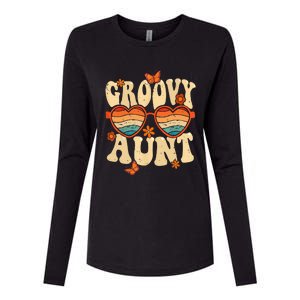 Retro Groovy Aunt 70s Aesthetic 1970's Mother's Day Womens Cotton Relaxed Long Sleeve T-Shirt