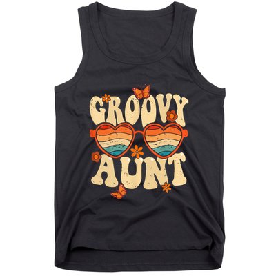 Retro Groovy Aunt 70s Aesthetic 1970's Mother's Day Tank Top