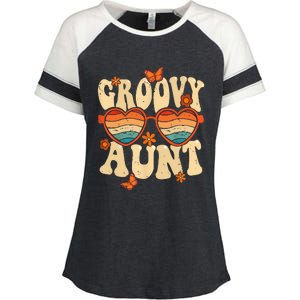 Retro Groovy Aunt 70s Aesthetic 1970's Mother's Day Enza Ladies Jersey Colorblock Tee