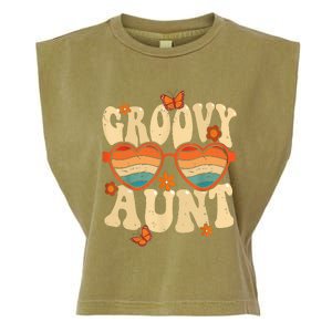 Retro Groovy Aunt 70s Aesthetic 1970's Mother's Day Garment-Dyed Women's Muscle Tee