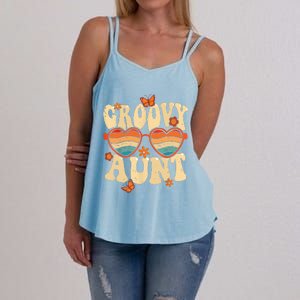 Retro Groovy Aunt 70s Aesthetic 1970's Mother's Day Women's Strappy Tank