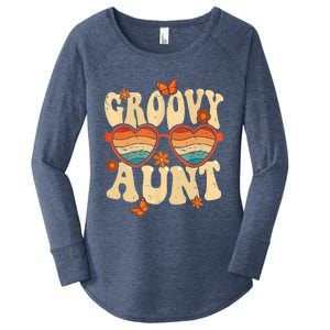 Retro Groovy Aunt 70s Aesthetic 1970's Mother's Day Women's Perfect Tri Tunic Long Sleeve Shirt