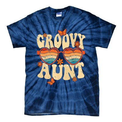 Retro Groovy Aunt 70s Aesthetic 1970's Mother's Day Tie-Dye T-Shirt