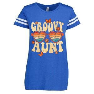 Retro Groovy Aunt 70s Aesthetic 1970's Mother's Day Enza Ladies Jersey Football T-Shirt