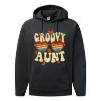 Retro Groovy Aunt 70s Aesthetic 1970's Mother's Day Performance Fleece Hoodie