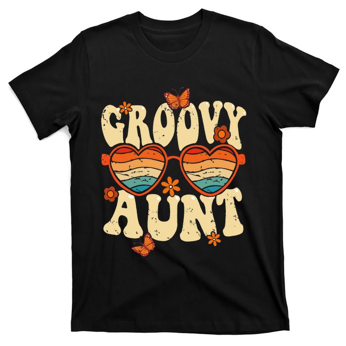 Retro Groovy Aunt 70s Aesthetic 1970's Mother's Day T-Shirt