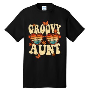 Retro Groovy Aunt 70s Aesthetic 1970's Mother's Day Tall T-Shirt