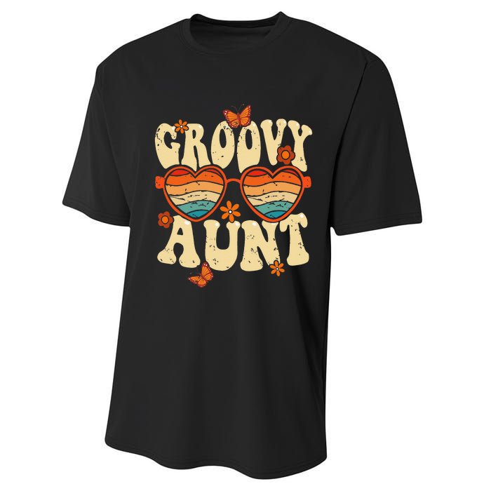 Retro Groovy Aunt 70s Aesthetic 1970's Mother's Day Performance Sprint T-Shirt