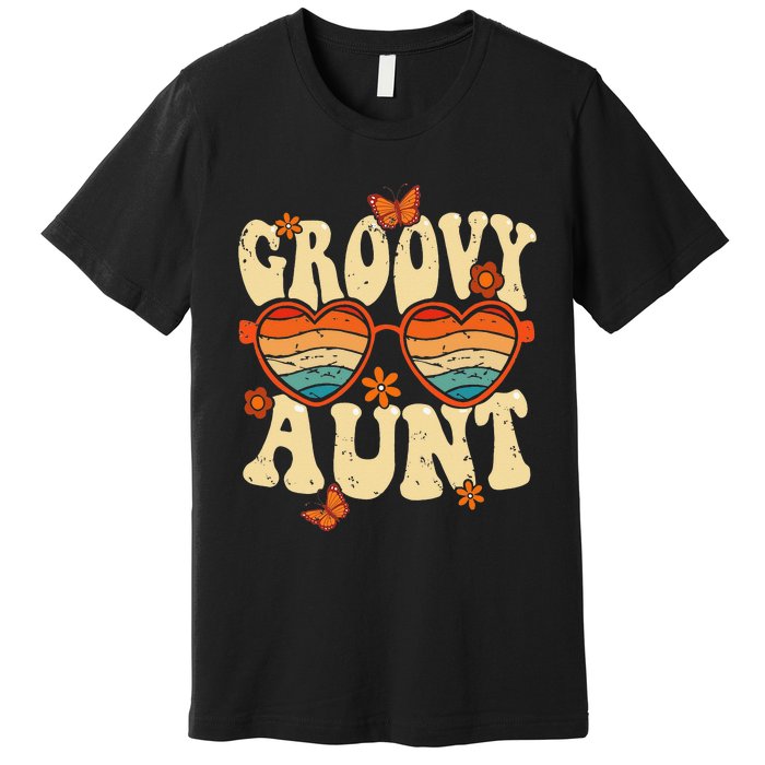 Retro Groovy Aunt 70s Aesthetic 1970's Mother's Day Premium T-Shirt