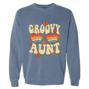 Retro Groovy Aunt 70s Aesthetic 1970's Mother's Day Garment-Dyed Sweatshirt