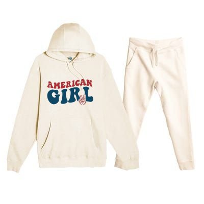 Retro Groovy All American Fourth 4th of July Patriotic Premium Hooded Sweatsuit Set