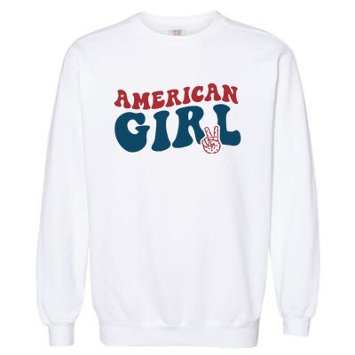 Retro Groovy All American Fourth 4th of July Patriotic Garment-Dyed Sweatshirt