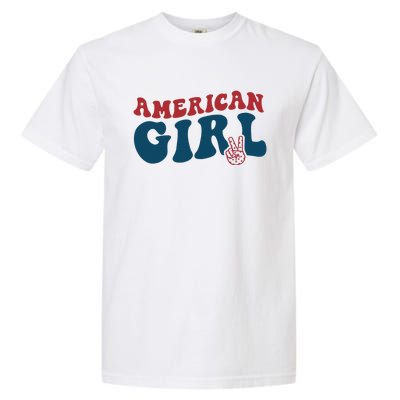 Retro Groovy All American Fourth 4th of July Patriotic Garment-Dyed Heavyweight T-Shirt