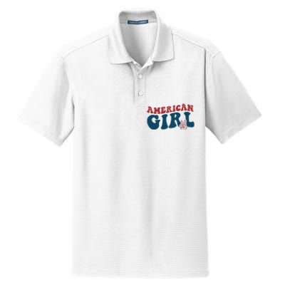 Retro Groovy All American Fourth 4th of July Patriotic Dry Zone Grid Polo