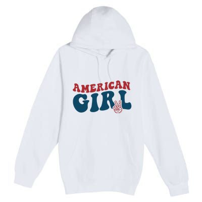 Retro Groovy All American Fourth 4th of July Patriotic Premium Pullover Hoodie