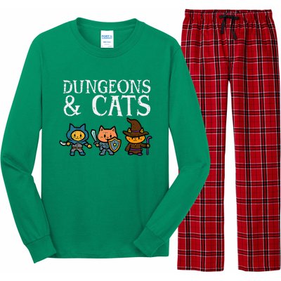 Rpg Gamer And Cats Funny Long Sleeve Pajama Set