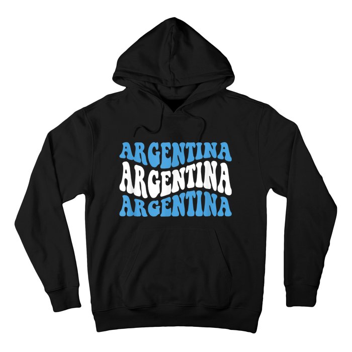 Retro Groovy Argentina Football Argentinian Soccer Flag Hoodie