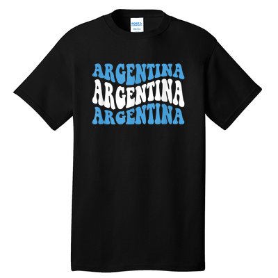 Retro Groovy Argentina Football Argentinian Soccer Flag Tall T-Shirt