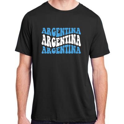 Retro Groovy Argentina Football Argentinian Soccer Flag Adult ChromaSoft Performance T-Shirt