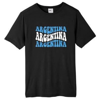 Retro Groovy Argentina Football Argentinian Soccer Flag Tall Fusion ChromaSoft Performance T-Shirt