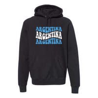 Retro Groovy Argentina Football Argentinian Soccer Flag Premium Hoodie