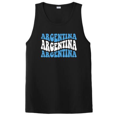 Retro Groovy Argentina Football Argentinian Soccer Flag PosiCharge Competitor Tank