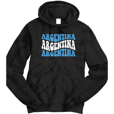 Retro Groovy Argentina Football Argentinian Soccer Flag Tie Dye Hoodie