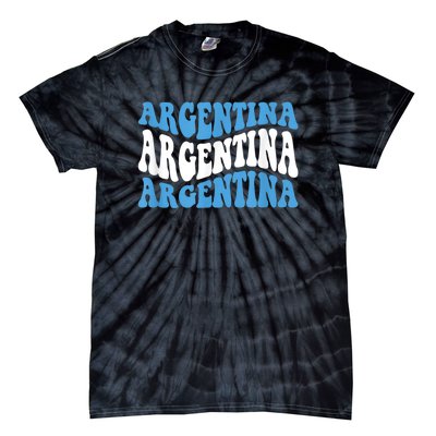 Retro Groovy Argentina Football Argentinian Soccer Flag Tie-Dye T-Shirt