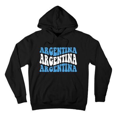 Retro Groovy Argentina Football Argentinian Soccer Flag Tall Hoodie