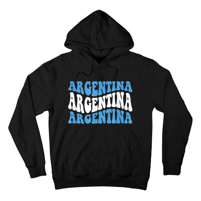 Retro Groovy Argentina Football Argentinian Soccer Flag Tall Hoodie