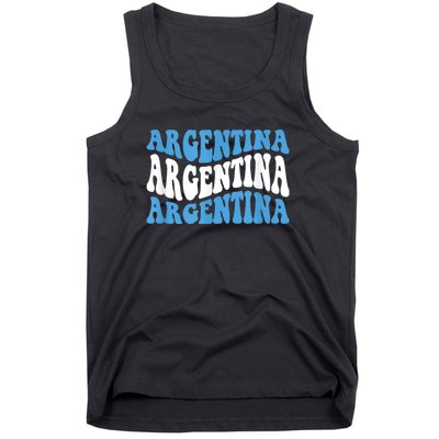 Retro Groovy Argentina Football Argentinian Soccer Flag Tank Top