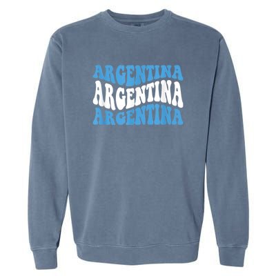 Retro Groovy Argentina Football Argentinian Soccer Flag Garment-Dyed Sweatshirt