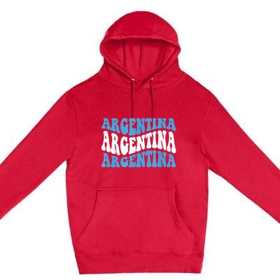 Retro Groovy Argentina Football Argentinian Soccer Flag Premium Pullover Hoodie