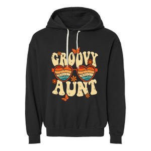 Retro Groovy Aunt 70s Aesthetic 1970's Mother's Day Garment-Dyed Fleece Hoodie