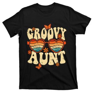 Retro Groovy Aunt 70s Aesthetic 1970's Mother's Day T-Shirt