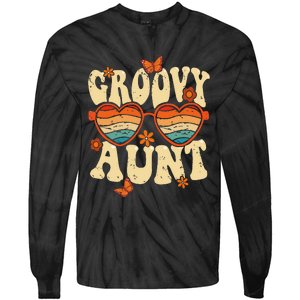 Retro Groovy Aunt 70s Aesthetic 1970's Mother's Day Tie-Dye Long Sleeve Shirt