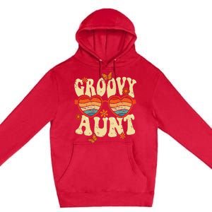 Retro Groovy Aunt 70s Aesthetic 1970's Mother's Day Premium Pullover Hoodie