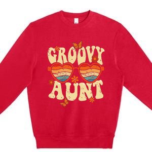 Retro Groovy Aunt 70s Aesthetic 1970's Mother's Day Premium Crewneck Sweatshirt