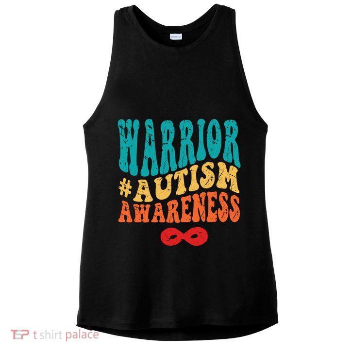 retro groovy autism warrior infinity autism awareness gift Ladies PosiCharge Tri-Blend Wicking Tank