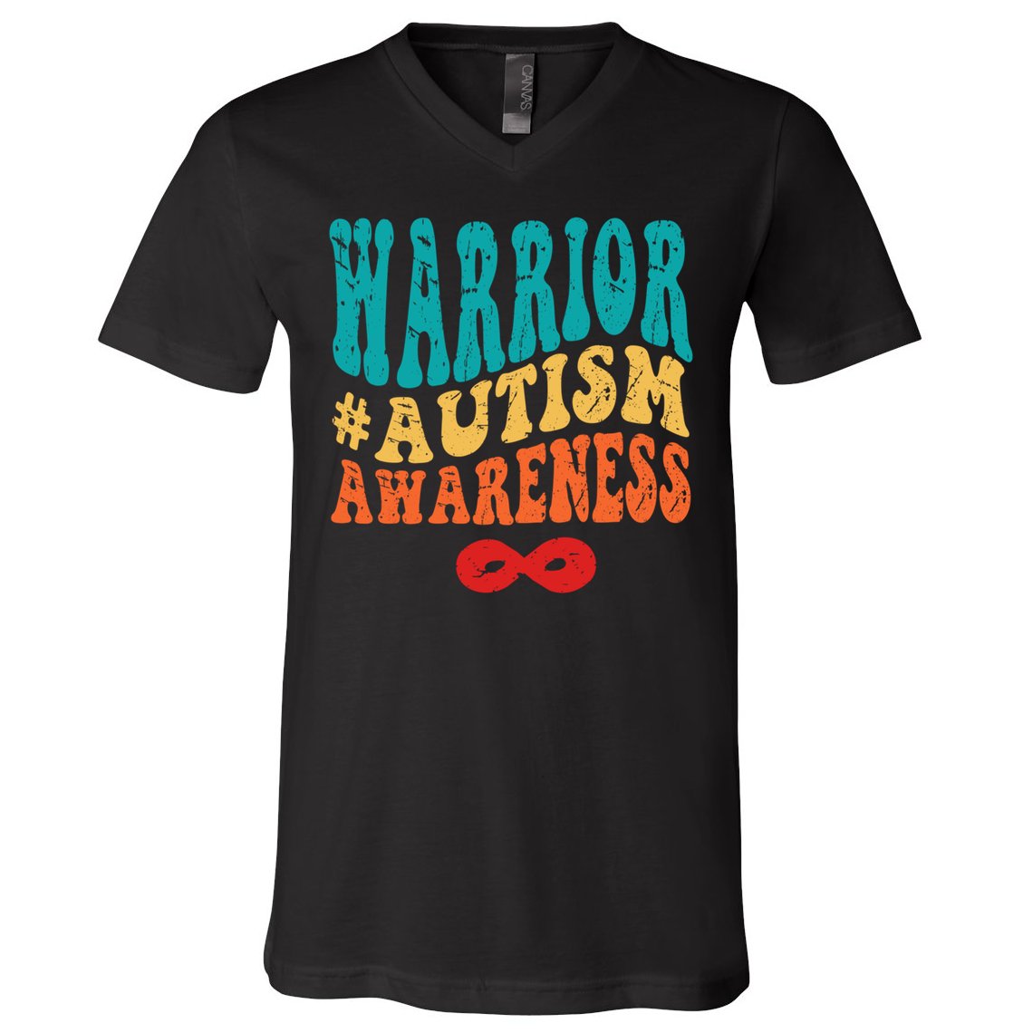 retro groovy autism warrior infinity autism awareness gift V-Neck T-Shirt