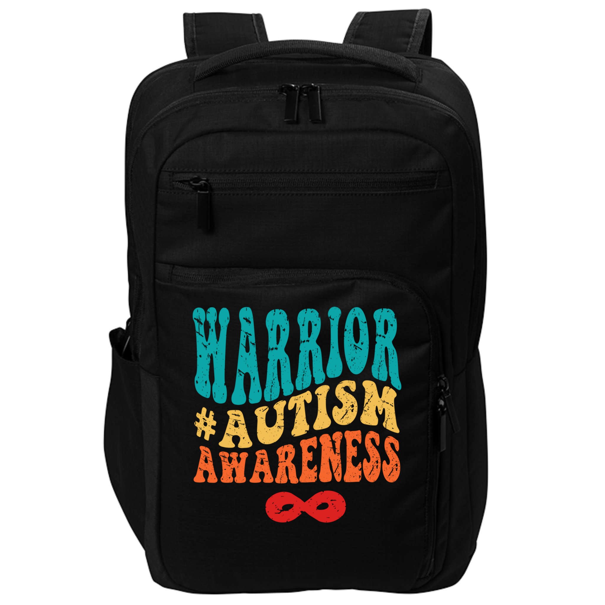 retro groovy autism warrior infinity autism awareness gift Impact Tech Backpack