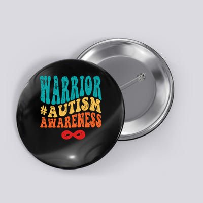 retro groovy autism warrior infinity autism awareness gift Button