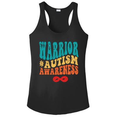 retro groovy autism warrior infinity autism awareness gift Ladies PosiCharge Competitor Racerback Tank
