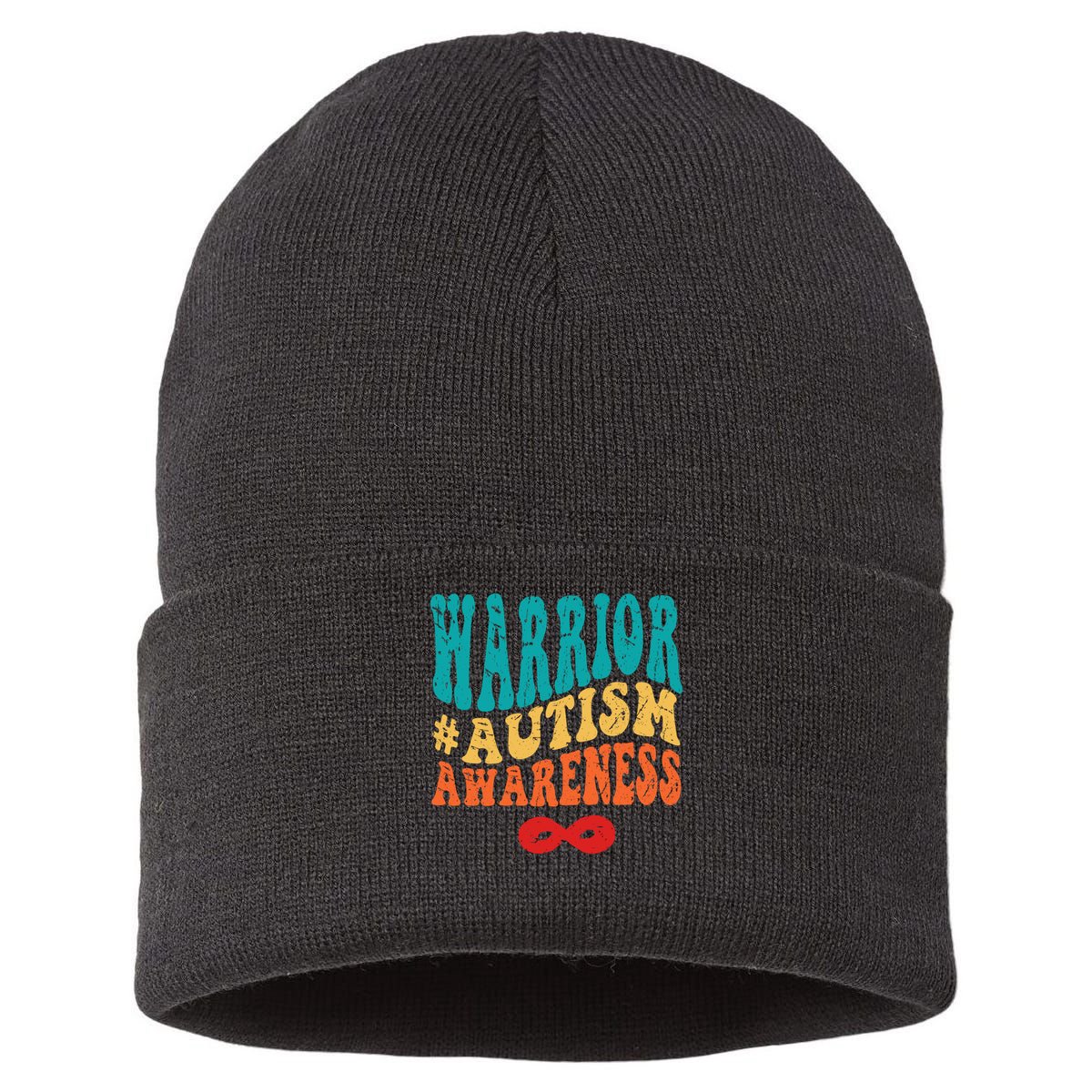 retro groovy autism warrior infinity autism awareness gift Sustainable Knit Beanie